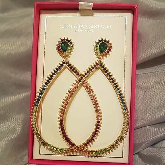 Large tear drop gem rainbow golden tone new - Picture 1 of 1